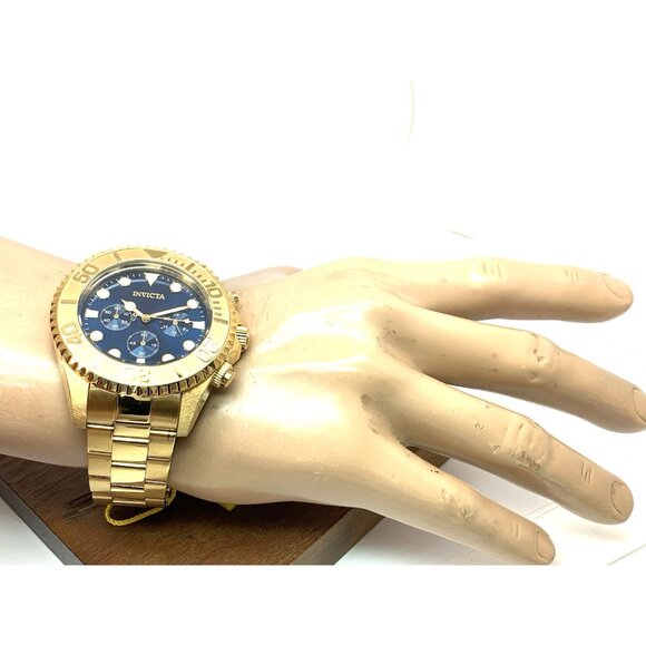 Invicta Men's Watch 36974 Pro Diver Quartz Chronograph Gold Steel Blue Dial 47mm - Picture 5 of 15